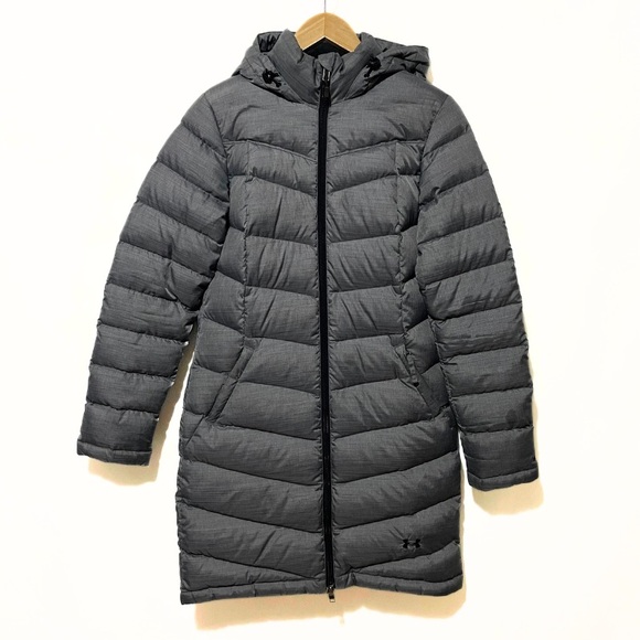 Under Armour Womens Grey Puffer Jacket Long Winter Coat XS - Picture 1 of 10